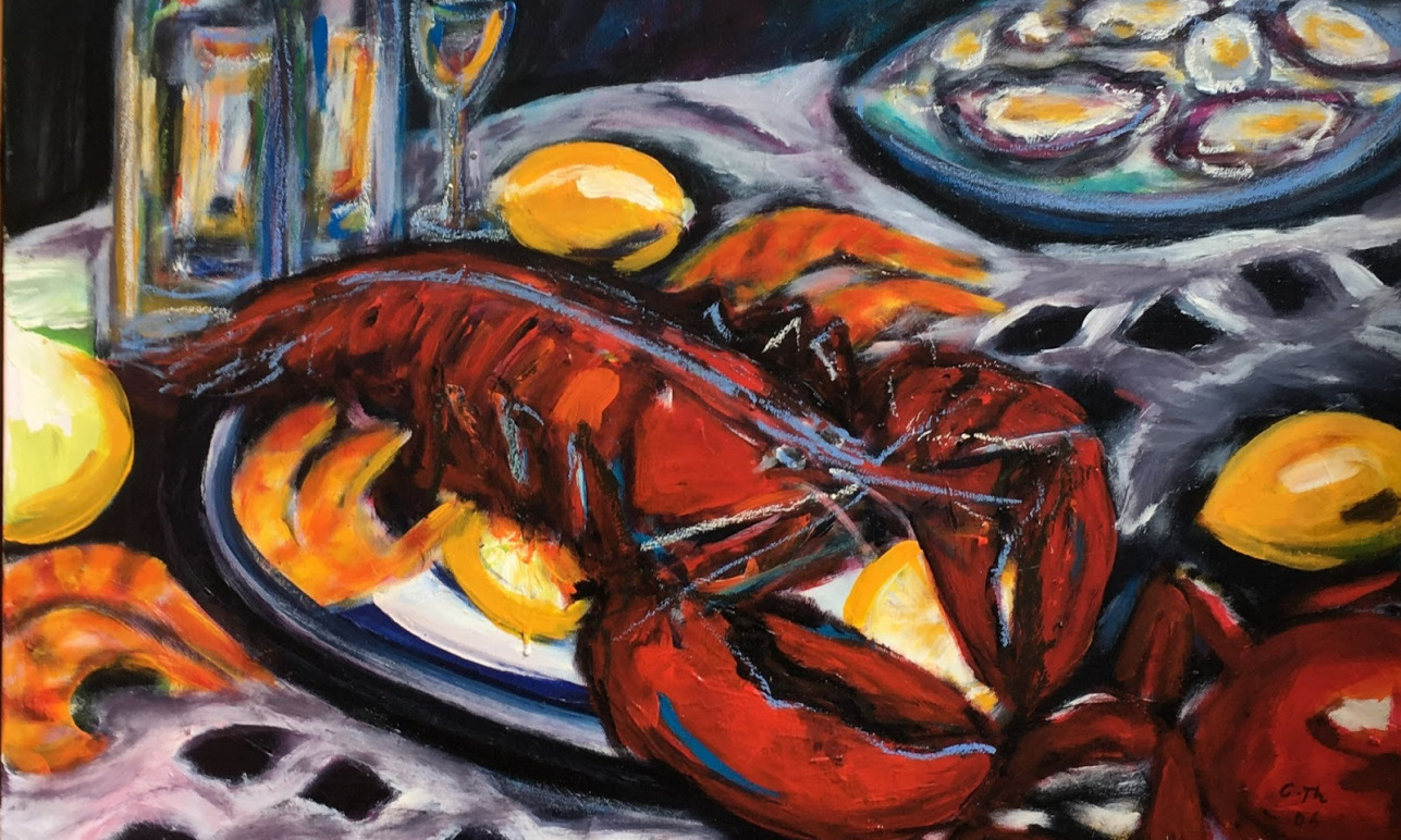 Lobster with Wine Bottles